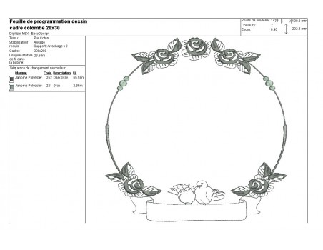 Embroidery design wedding frame