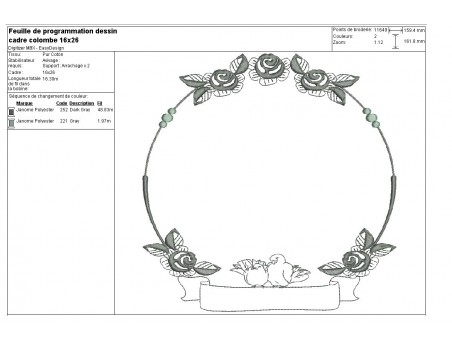 Embroidery design wedding frame