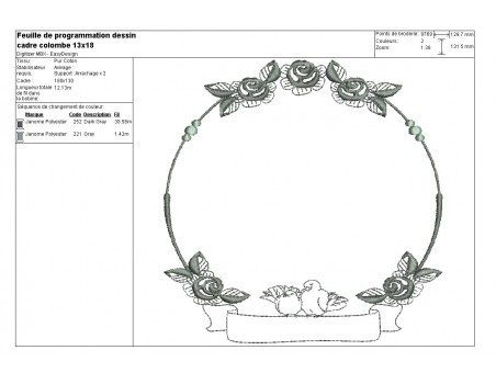 Embroidery design wedding frame