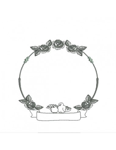 Embroidery design wedding frame