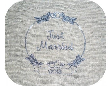 Motif de broderie machine cadre mariage