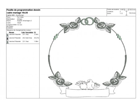Embroidery design applique ornament frame