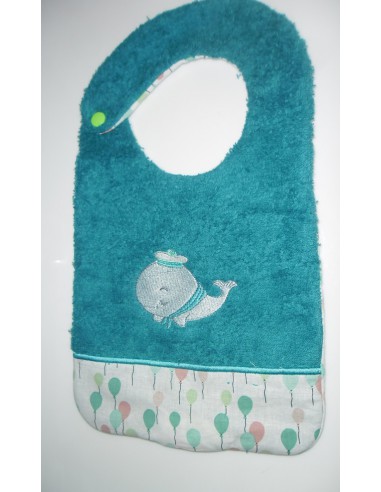 Motif de broderie machine Bavoir personnalisé baleine matelot ITH