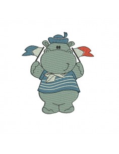Motif de broderie machine hippopotame
