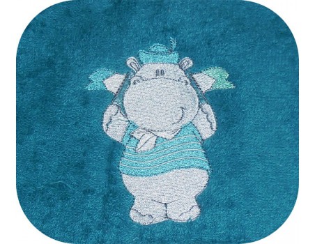 Motif de broderie machine hippopotame