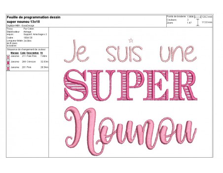 Motif de broderie  super nounou