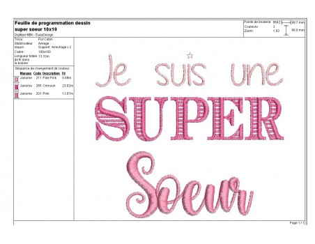 Motif de broderie  super soeur