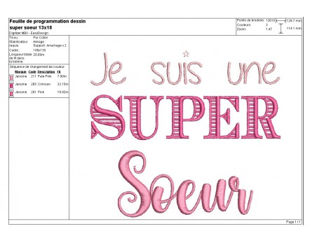 Motif de broderie  super soeur