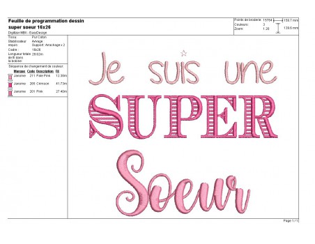 Motif de broderie  super soeur