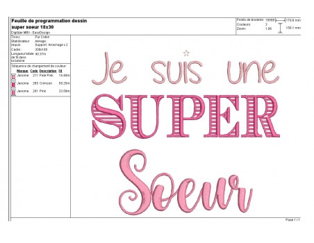 Motif de broderie  super soeur