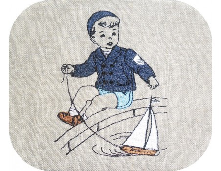Instant download machine embroidery design vintage baby in his highchair