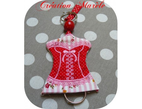 machine embroidery design  Bustier keychain ITH