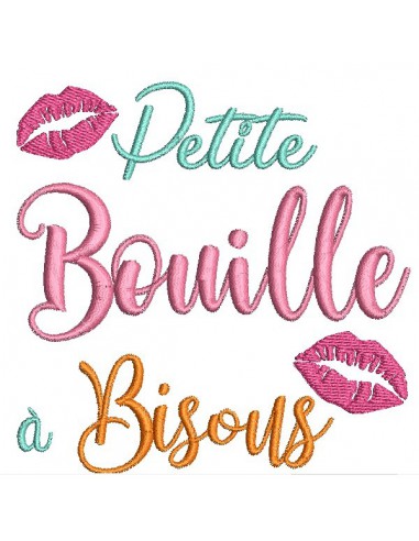 Motif de broderie texte bouille à bisous