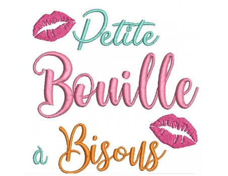 Motif de broderie texte bouille à bisous