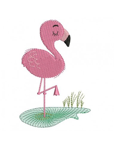 Instant download machine embroidery design applique flamingo