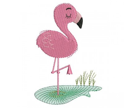 Instant download machine embroidery design applique flamingo