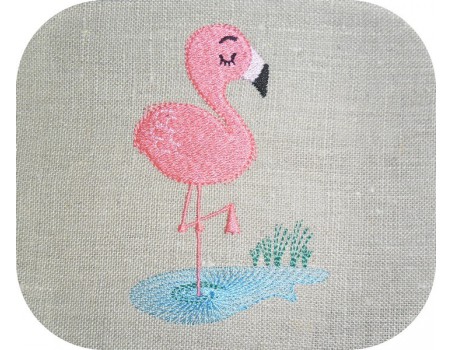 Instant download machine embroidery design applique flamingo