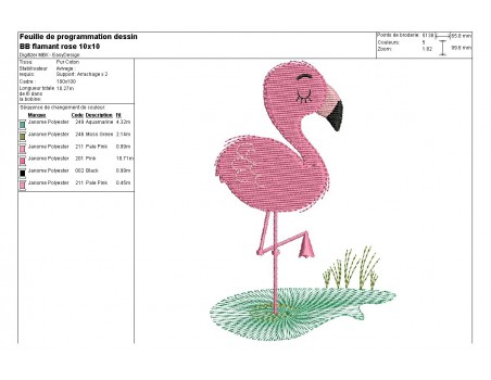 Instant download machine embroidery design applique flamingo