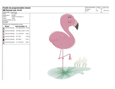 Instant download machine embroidery design applique flamingo