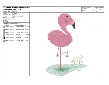 Instant download machine embroidery design applique flamingo