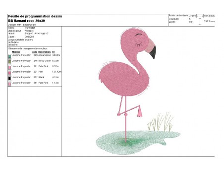 Instant download machine embroidery design applique flamingo