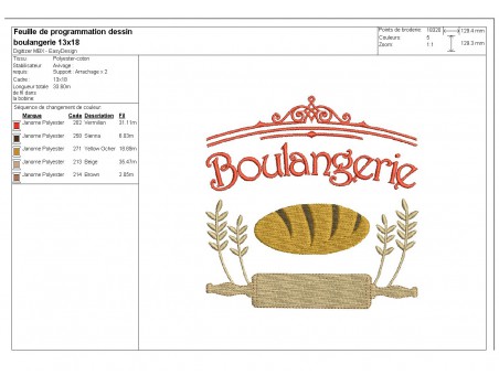 Motif de broderie machine boulangerie