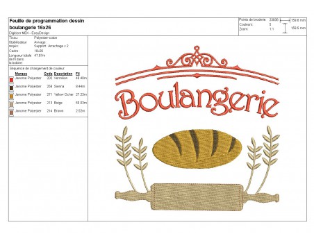 Motif de broderie machine boulangerie