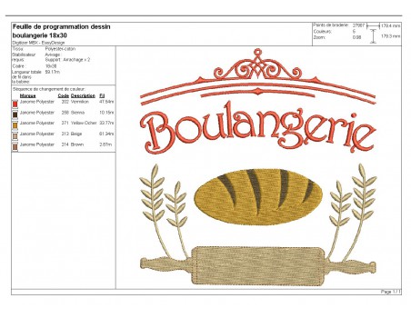 Motif de broderie machine boulangerie