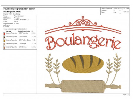 Motif de broderie machine boulangerie