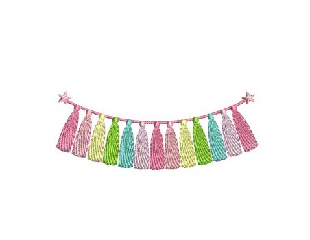 Machine Embroidery design tassel garland