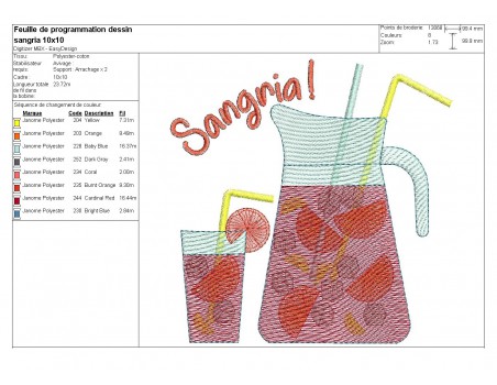 Motif de broderie machine sangria