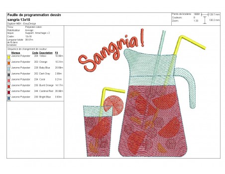 Motif de broderie machine sangria