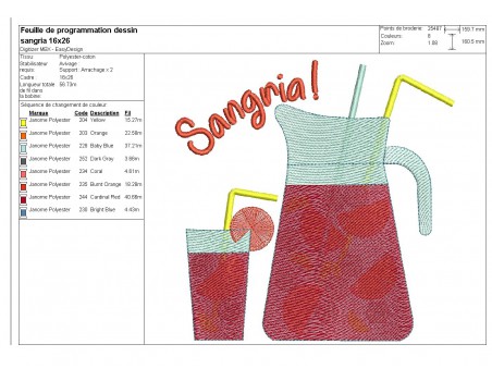 Motif de broderie machine sangria