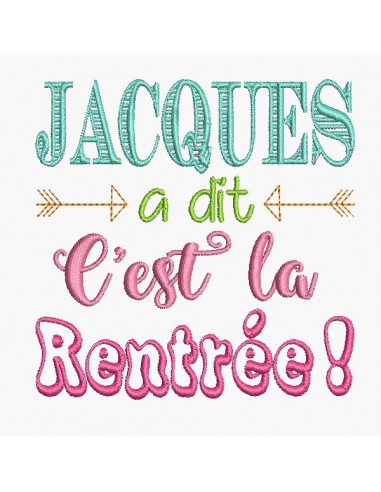 Motif de broderie Jacques c'est la rentrée