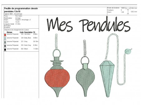 Motif de broderie pendules