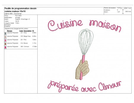 Motif de broderie machine cuisine maison