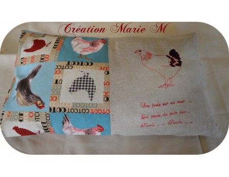 Motif de broderie machine poule 