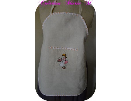 Motif de broderie machine anniversaire petite fille vintage