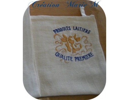 Motif de broderie machine vache produits laitiers