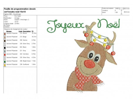 Instant download machine embroidery design christmas deer