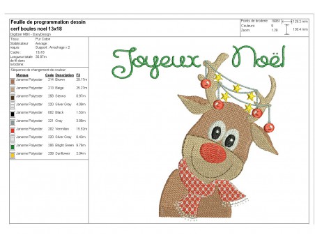 Instant download machine embroidery design christmas deer