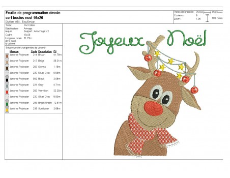 Instant download machine embroidery design christmas deer