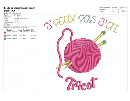 Motif de broderie machine tricot