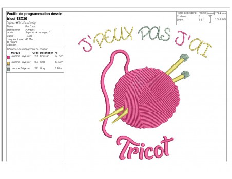 Motif de broderie machine tricot