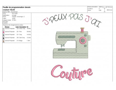 Motif de broderie machine couture