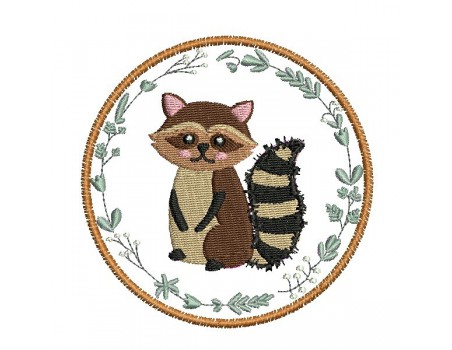 Instant download machine embroidery raccoon