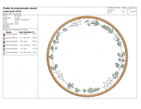 Motif de broderie machine cadre forêt