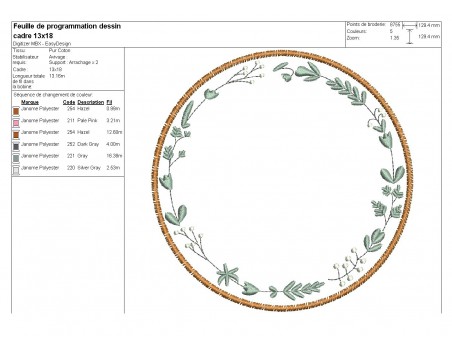 Motif de broderie machine cadre forêt