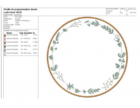 Motif de broderie machine cadre forêt