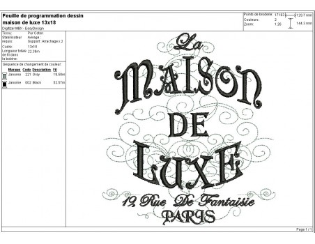 Instant download machine embroidery French Inspired Maison De Luxe Paris